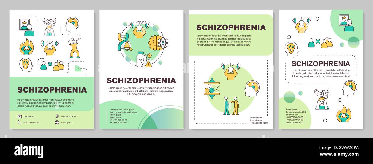 Modèle de brochure cercle vert pour schizophrénie Illustration de Vecteur