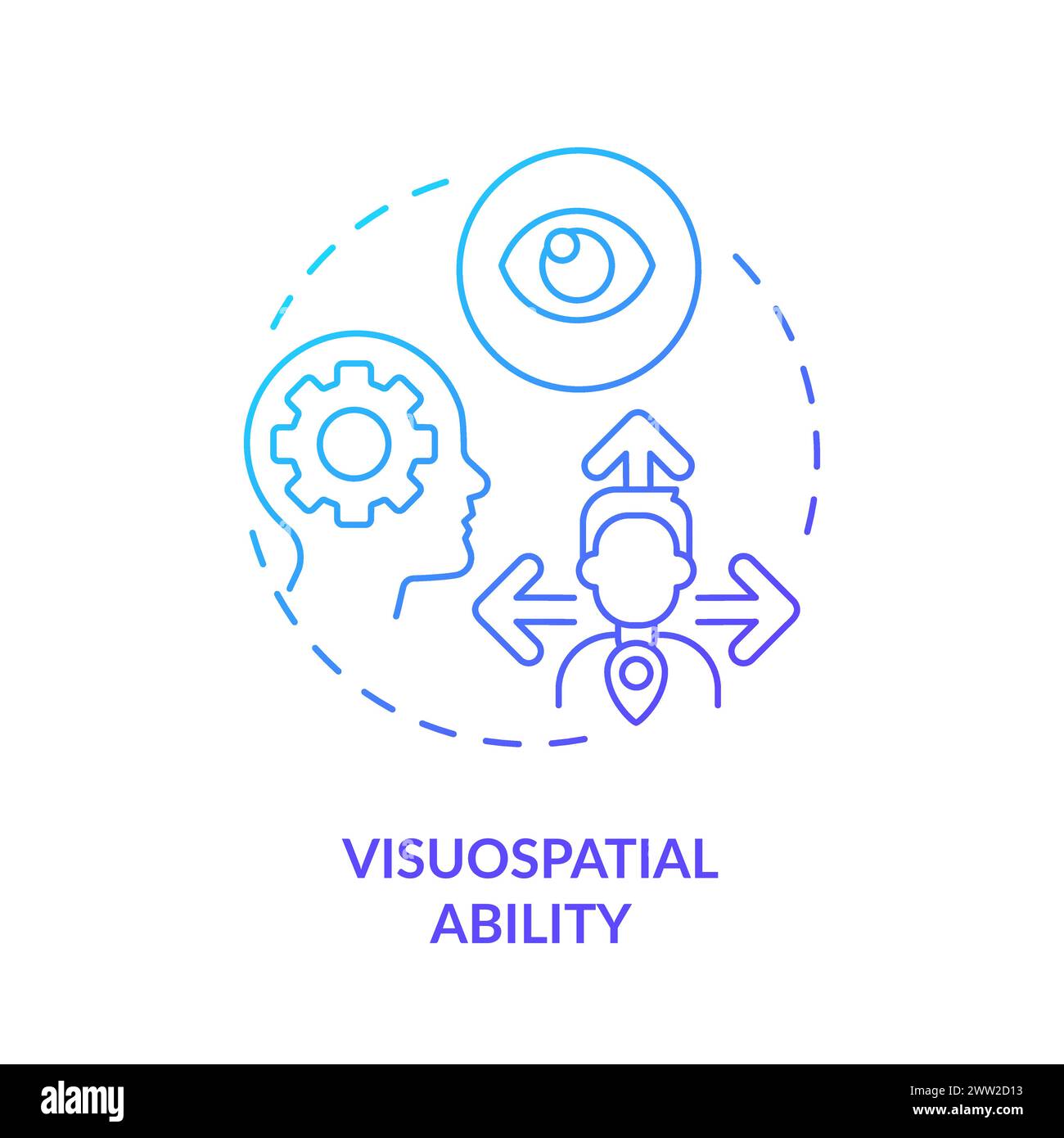 Icône de concept de dégradé bleu de capacité visuospatiale Illustration de Vecteur