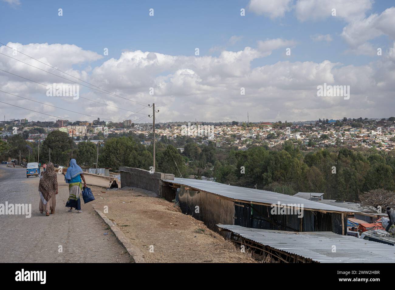 Vue aérienne de la vieille ville de harar Jugol, région de Harari, Ethiopie Banque D'Images