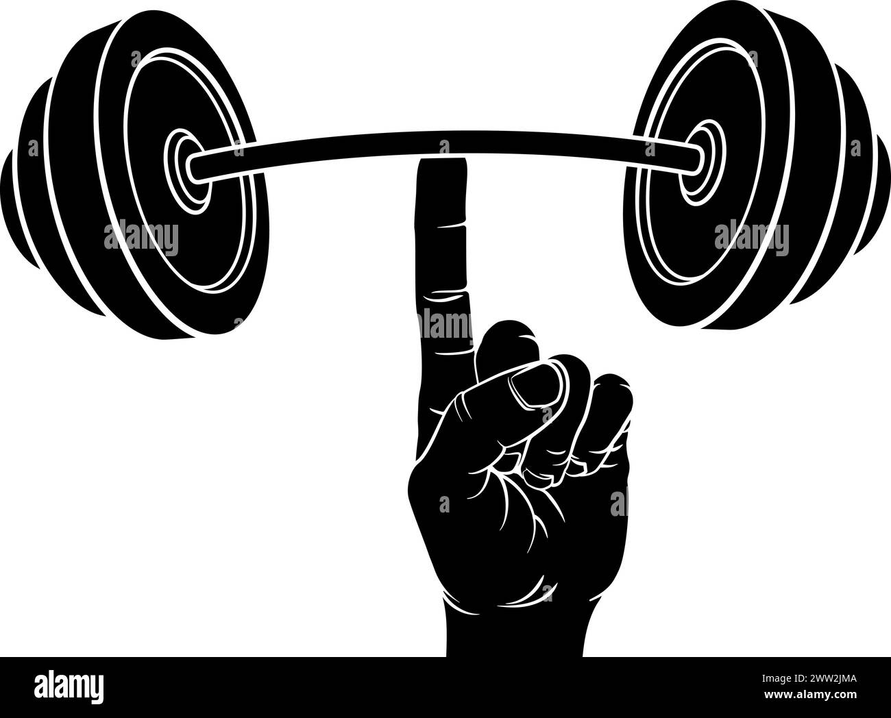 Poids levage main doigt tenant Barbell concept Illustration de Vecteur