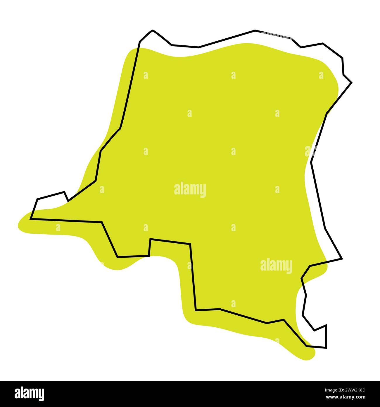 République démocratique du Congo carte simplifiée du pays. Silhouette verte avec contour noir mince isolé sur fond blanc. Icône vectorielle simple Illustration de Vecteur République démocratique du Congo carte simplifiée du pays. Silhouette verte avec contour noir mince isolé sur fond blanc. Icône vectorielle simple Illustration de Vecteur