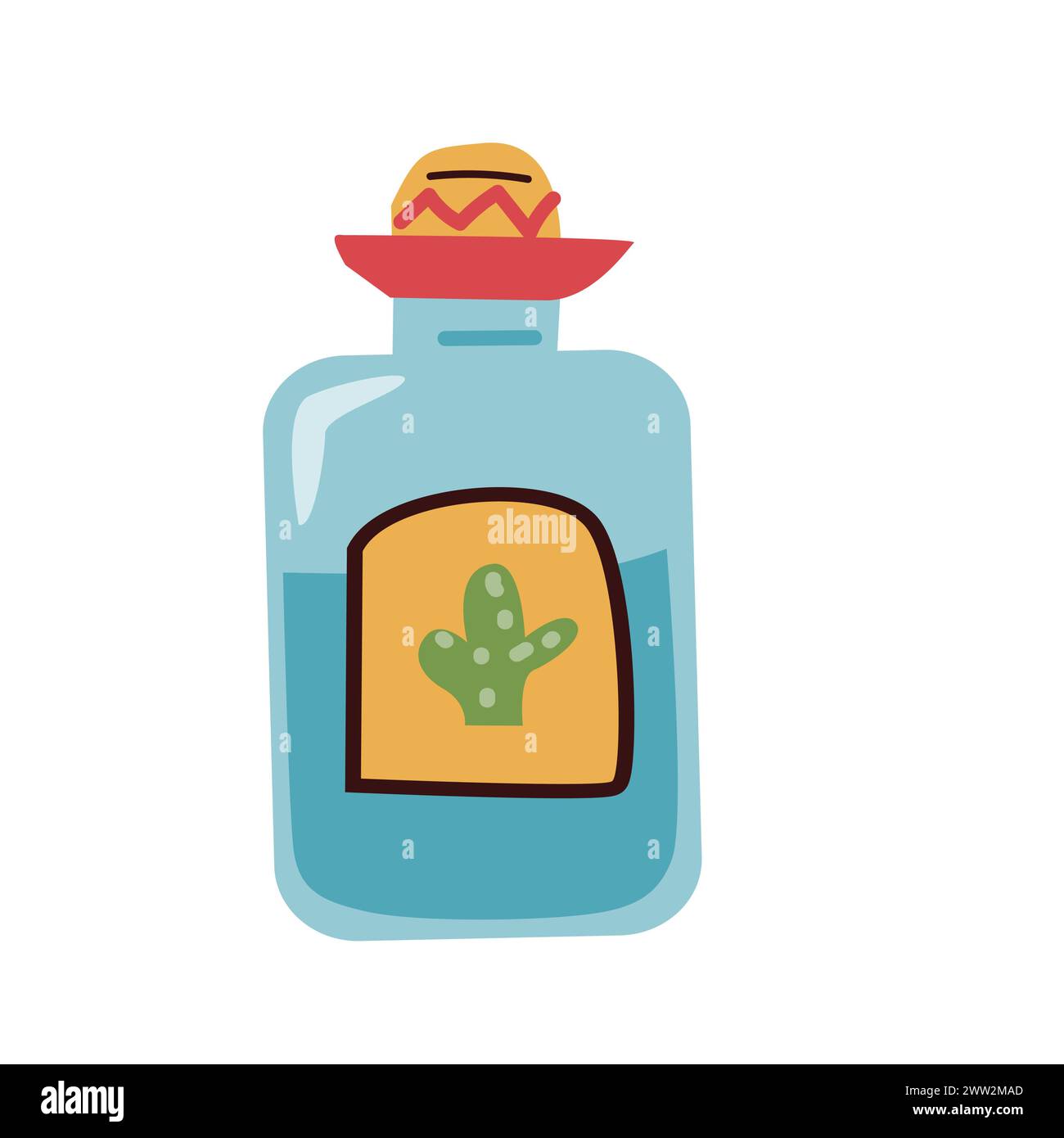 tequila mexicaine dans l'illusration vectorielle de bouteille. Illustration vectorielle dans un style plat. Peut être utilisé pour bannière de vacances mexicaines, flyer, cartes. Illustration de Vecteur