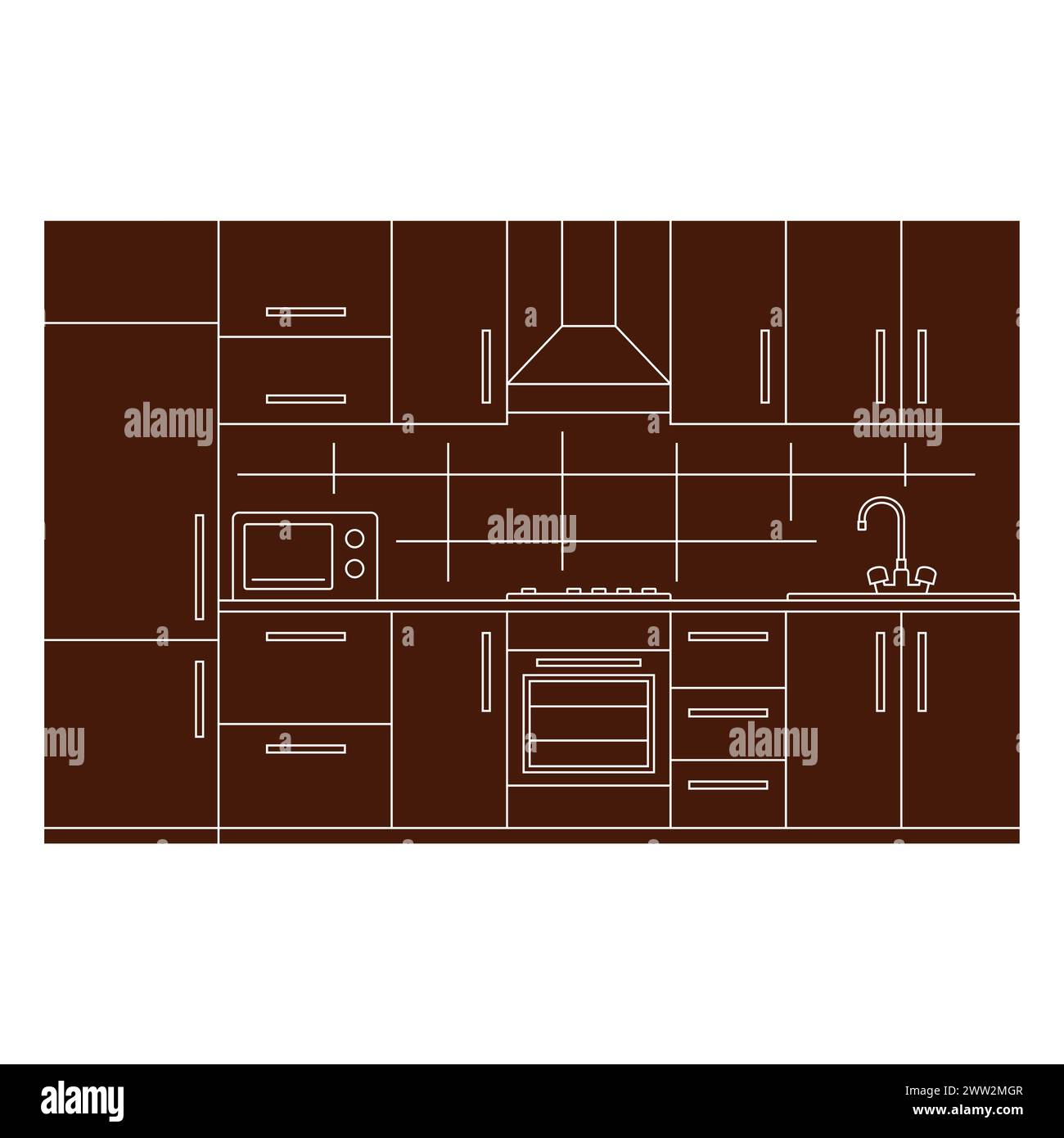 Meubles de cuisine sur un fond blanc. Illustration de Vecteur