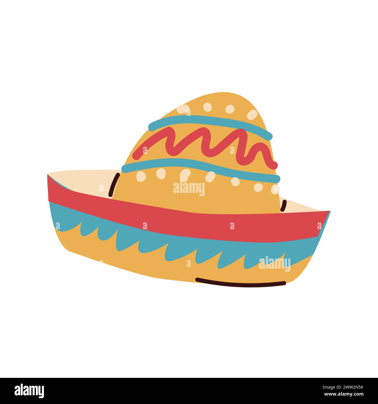 Sombrero illustration de chapeau mexicain. Élément de costume mexicain traditionnel isolé. Illustration vectorielle peut être utilisée pour la carte de voeux pour les vacances mexicaines, Illustration de Vecteur