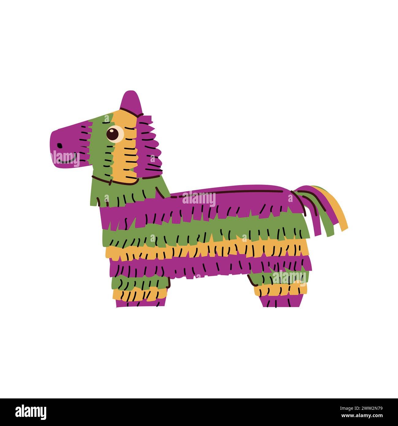 Icône de pinata de cheval mexicain pour la fête dans un style plat. Illustration vectorielle peut être utilisée pour la carte de fête pinata d'anniversaire, fond cinco de Mayo, voiture de voeux Illustration de Vecteur