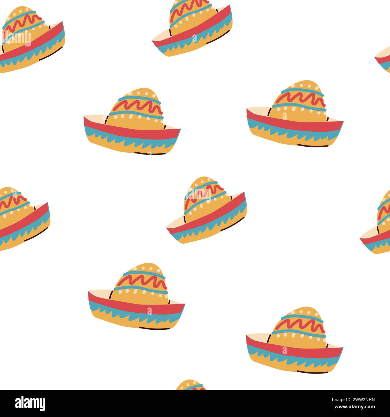 motif sans couture d'élément mexicain dessiné à la main. Illustration vectorielle de sombrero chapeau mexicain Illustration de Vecteur
