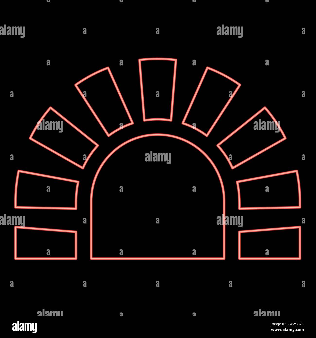 Foyer de cheminée de four en brique de poêle en pierre néon pour la cuisson et la cuisson four traditionnel de couleur rouge illustration vectorielle image de style plat lumière Illustration de Vecteur