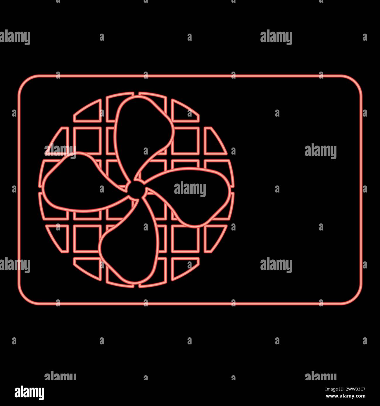 Système d'équipement de ventilateur de climatiseur au néon couleur rouge illustration vectorielle image de style plat lumière Illustration de Vecteur
