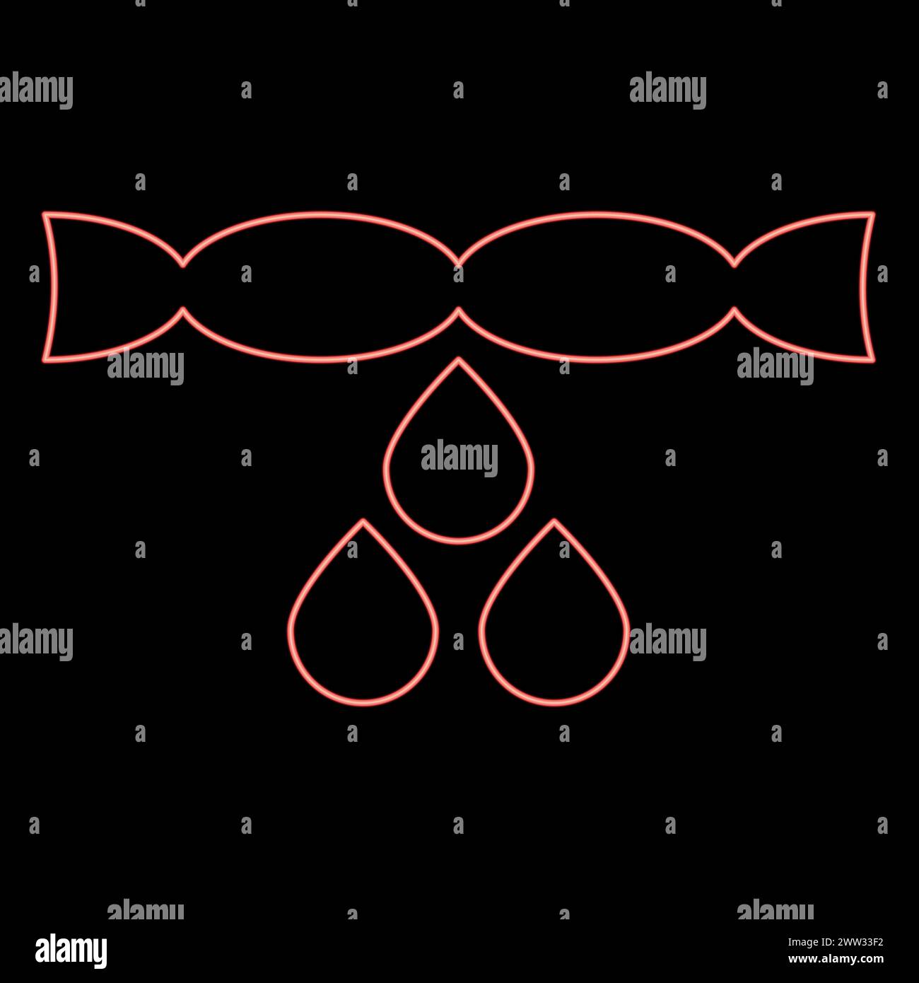 Néon séchage des vêtements élimination de l'eau de pressage goutte à goutte concept de blanchisserie rouge illustration vectorielle image de style plat lumière Illustration de Vecteur