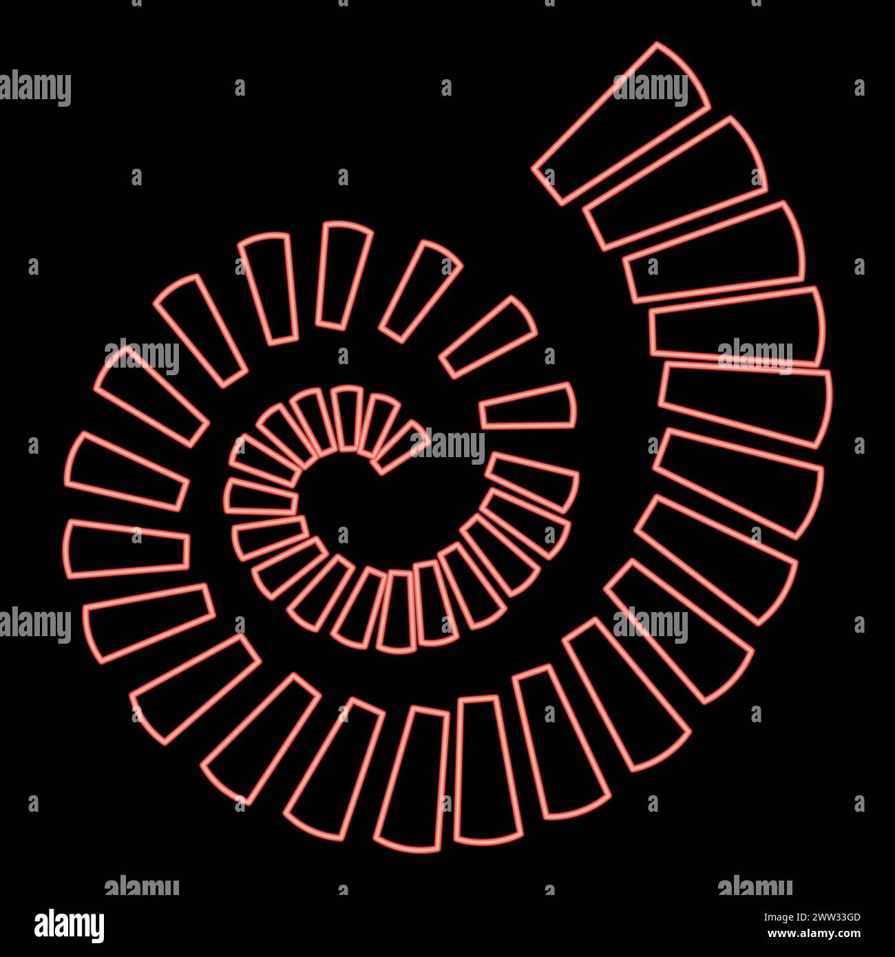 Escalier en spirale néon escaliers circulaires couleur rouge illustration vectorielle image plat style lumière Illustration de Vecteur