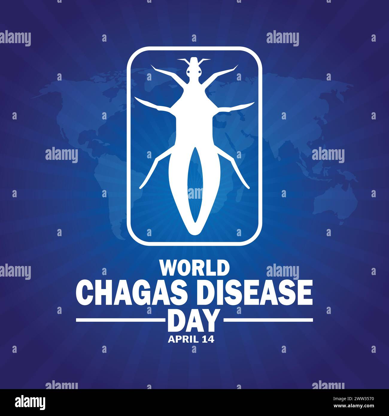 Journée mondiale de la maladie de Chagas. Concept de vacances. Modèle pour fond, bannière, carte, affiche avec inscription de texte Illustration de Vecteur