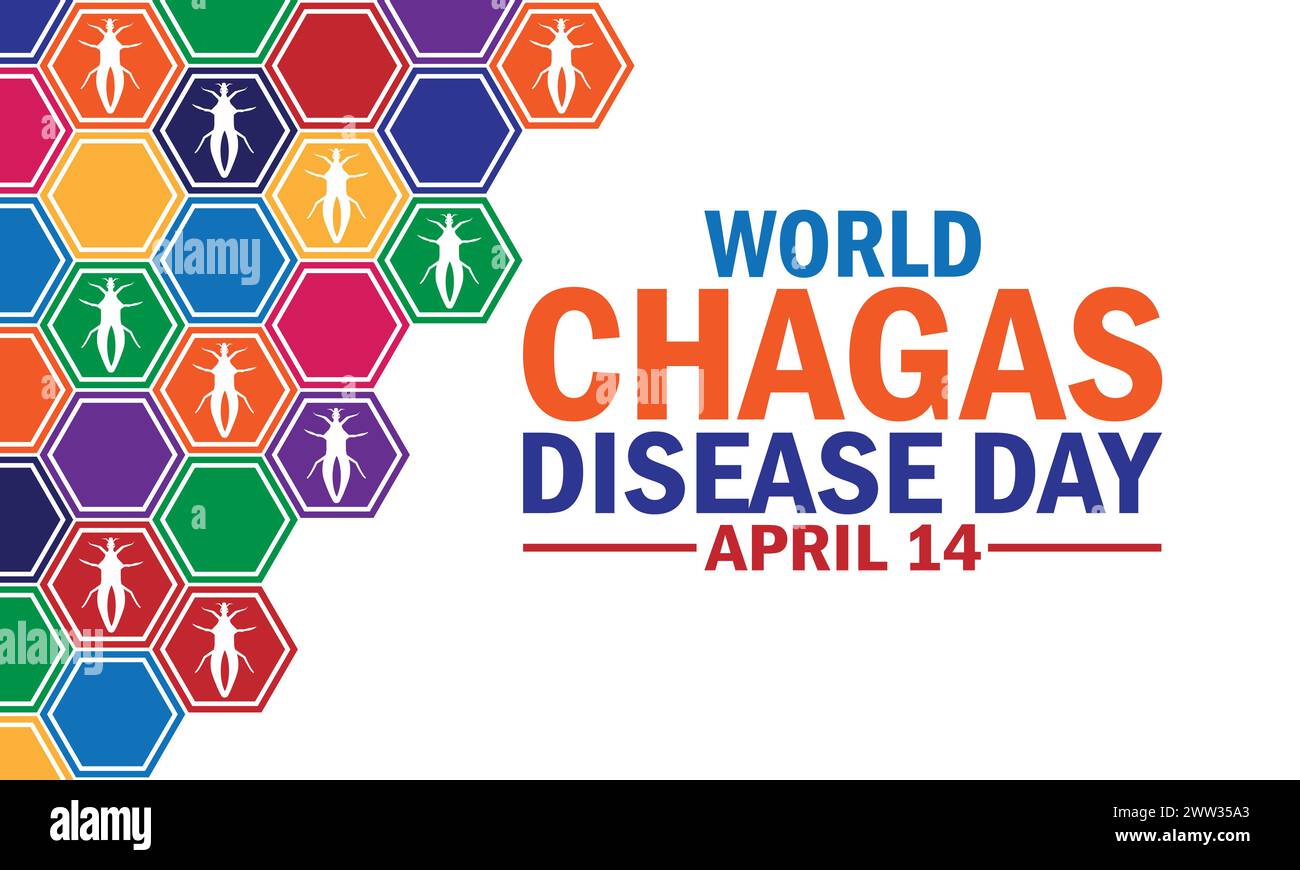 Fond d'écran Journée mondiale de la maladie de Chagas avec typographie. Journée mondiale de la maladie de Chagas, contexte Illustration de Vecteur