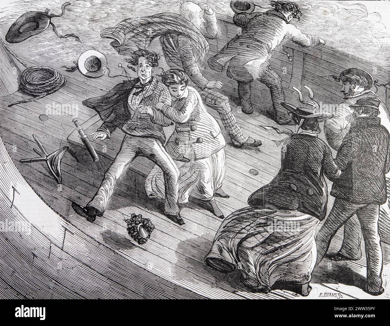 Seasick Passengers on a Boat, London Illustrated News, 2 août 1856, vol. 29 (814) Banque D'Images
