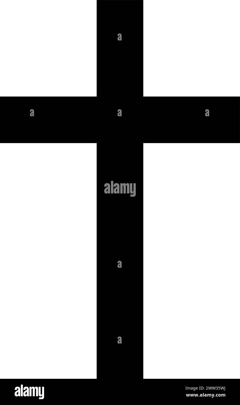 Crucifixion symbole religieux mystique. Bible spirituelle signe de la culture traditionnelle de culte et de vénération. Vecteur noir et blanc simple isolé o Illustration de Vecteur