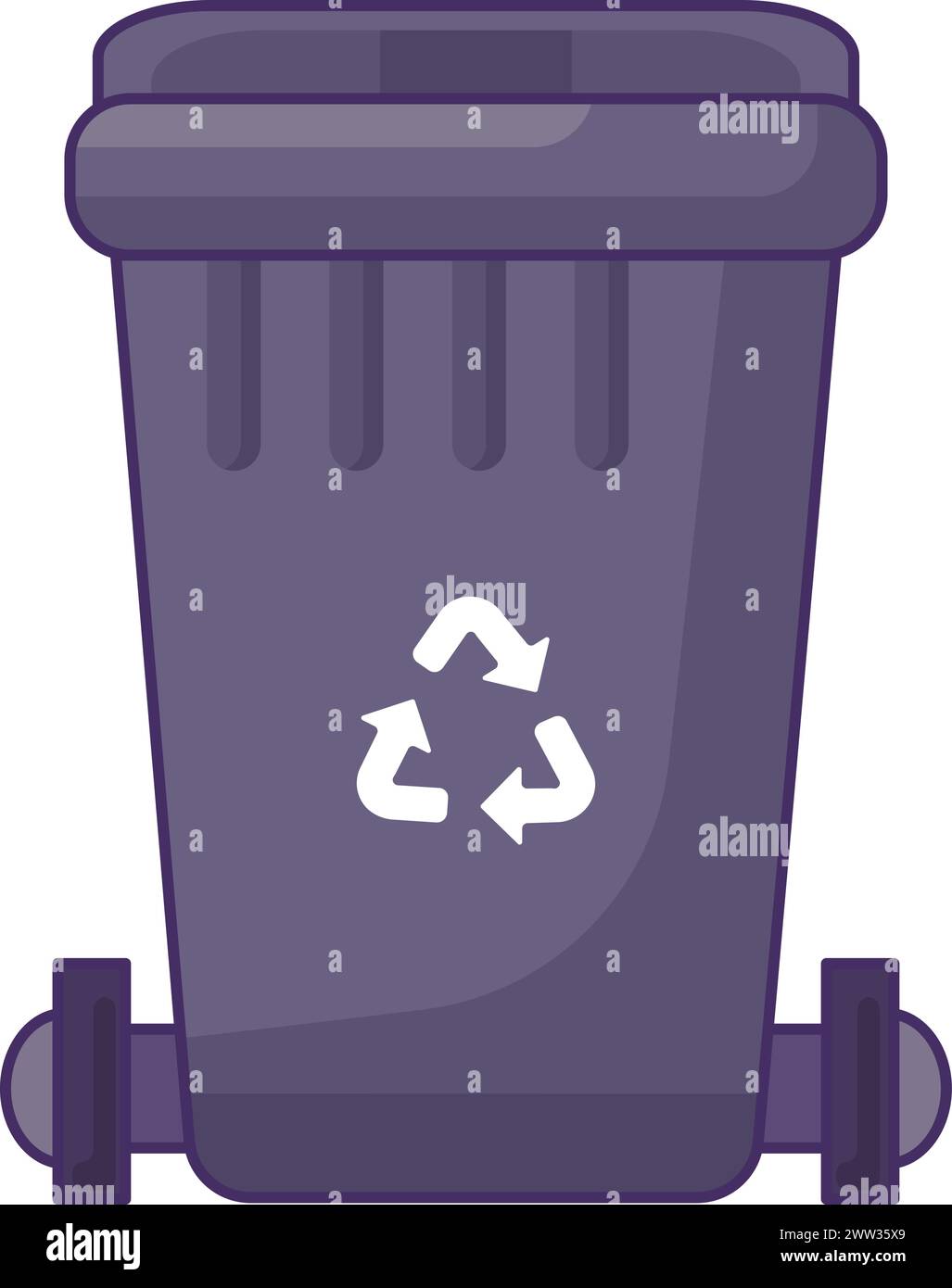 Conteneur transportable à couvercle fermé pour le stockage, le recyclage et le tri des déchets métalliques usagés. Poubelle vide fermée et remplie avec recyclage Illustration de Vecteur