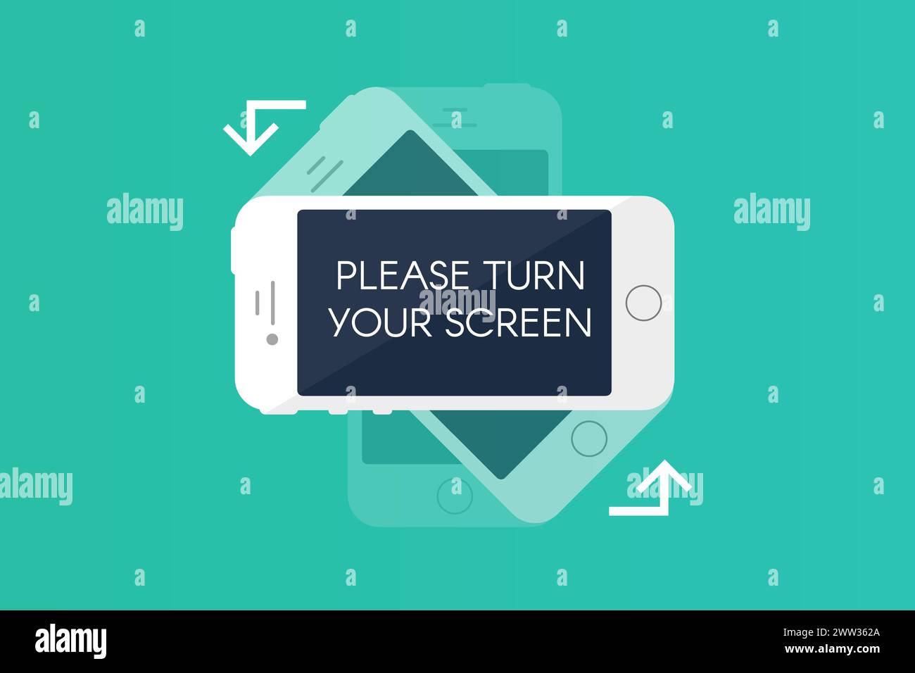 Écran de smartphone tournant. Instruction visuelle simple pour l'utilisation du téléphone portable blanc pour la rotation de l'image à la position horizontale. Vecteur plat isolé sur p Illustration de Vecteur