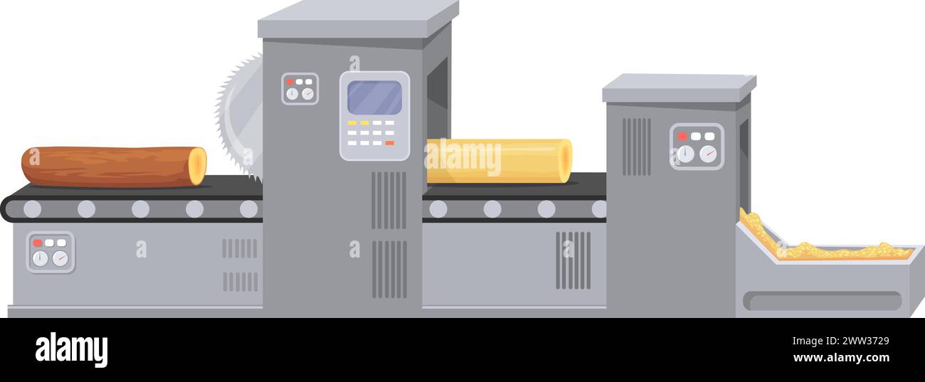 Usine de traitement du bois. Ligne de transport. Machine industrielle isolée sur fond blanc Illustration de Vecteur