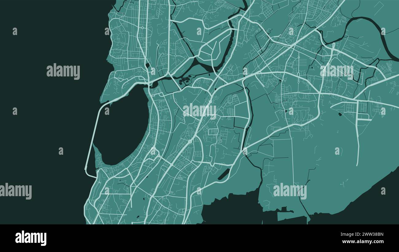 Carte verte de Mumbai, Inde. Vecteur ville Street map, zone municipale. Illustration de Vecteur