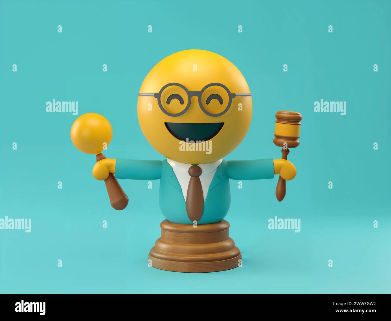 3d emoji avocat juge émoticône icône de symbole sur fond bleu Banque D'Images