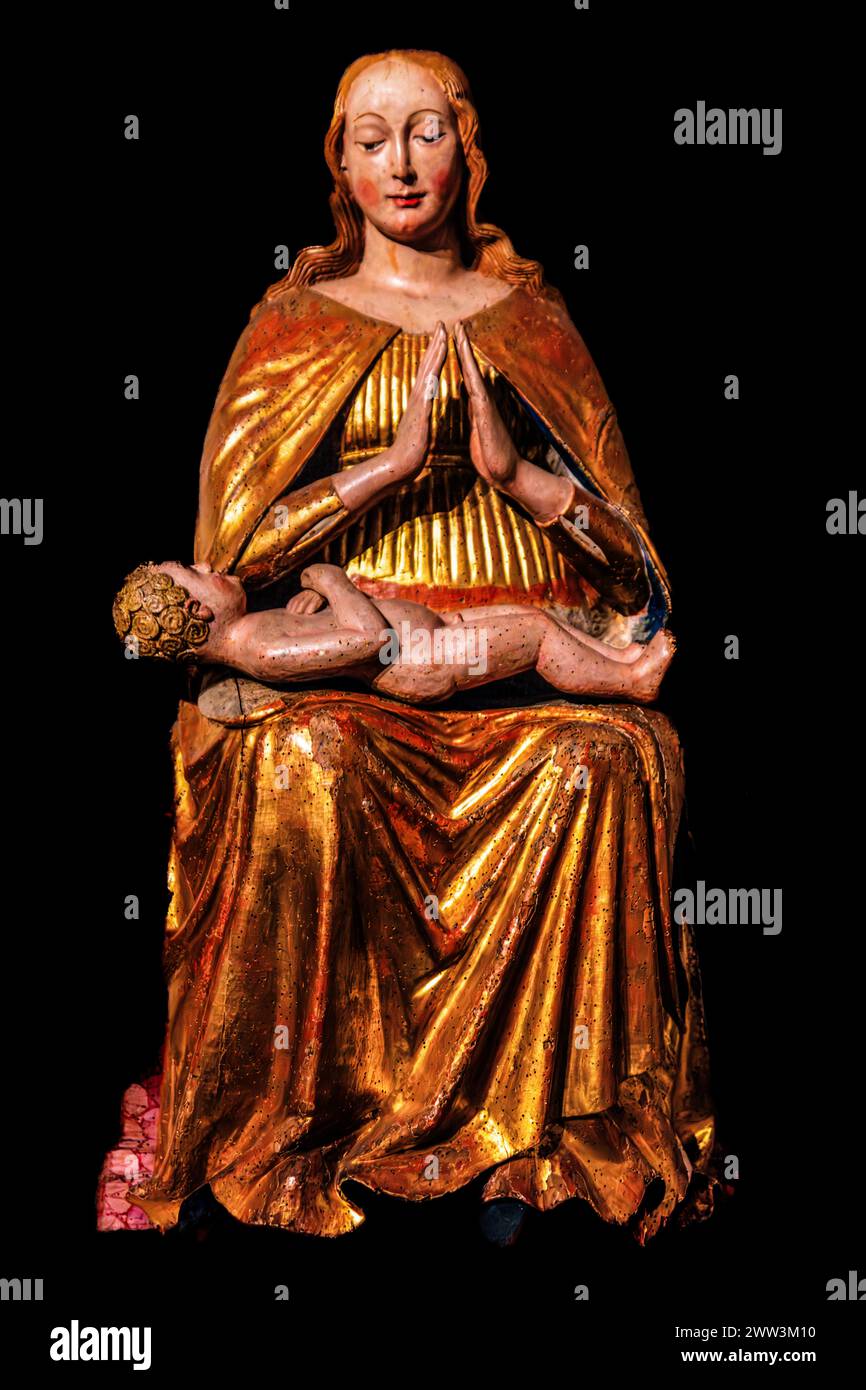 Madone priant avec l'enfant, École vénitienne, 15ème siècle, Palazzo Patriarcale, Musée Dioezesan avec les Galeries Tiepolo, 16ème siècle, Udine Banque D'Images