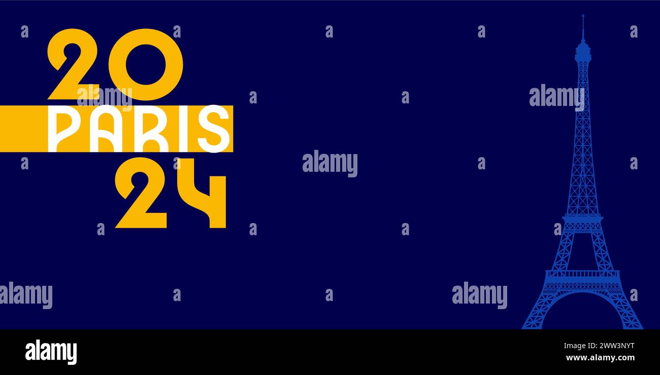 Paris 2024 vacances ou jeux de sport fond. Paris ville ou France concept de voyage pays avec numéro 2024. Illustration vectorielle de la Tour Eiffel Illustration de Vecteur