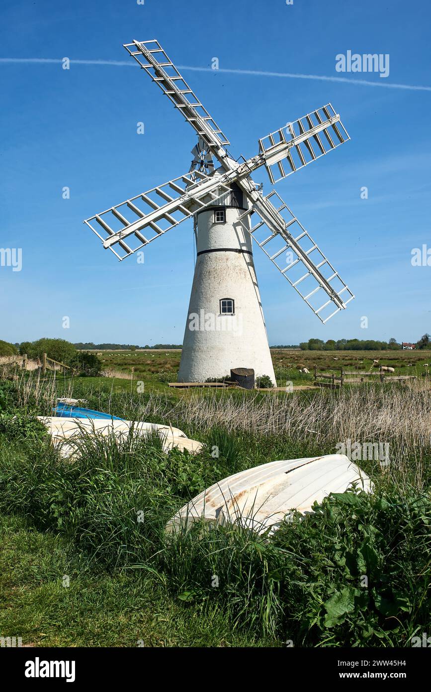 Thurne Dyke drainage Mill, Ludham, Norfolk, Angleterre Banque D'Images
