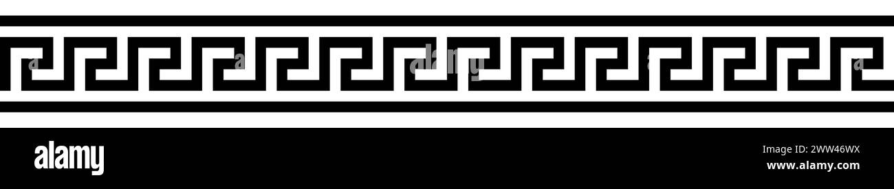 Ornement grec ancien - illustration vectorielle noir et blanc du cadre décoré, motif de texture répétable sans couture Illustration de Vecteur