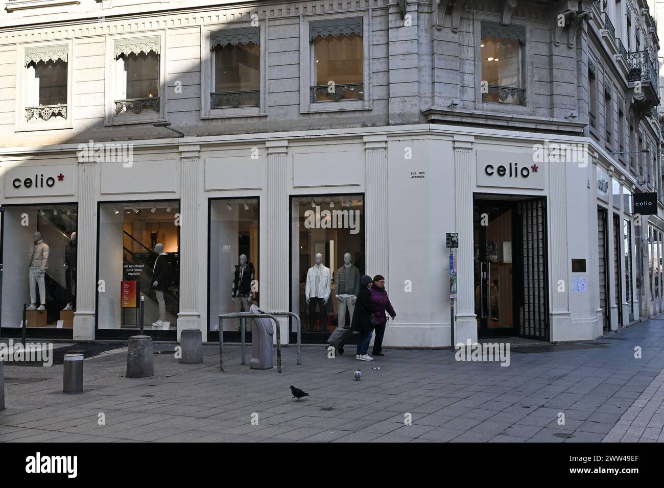 Celio illustration de panneaux commerciaux et de magasins à Lyon, France le 27 janvier 2024. Photo Julien Reynaud/APS-medias/ABACAPRESS.COM Banque D'Images