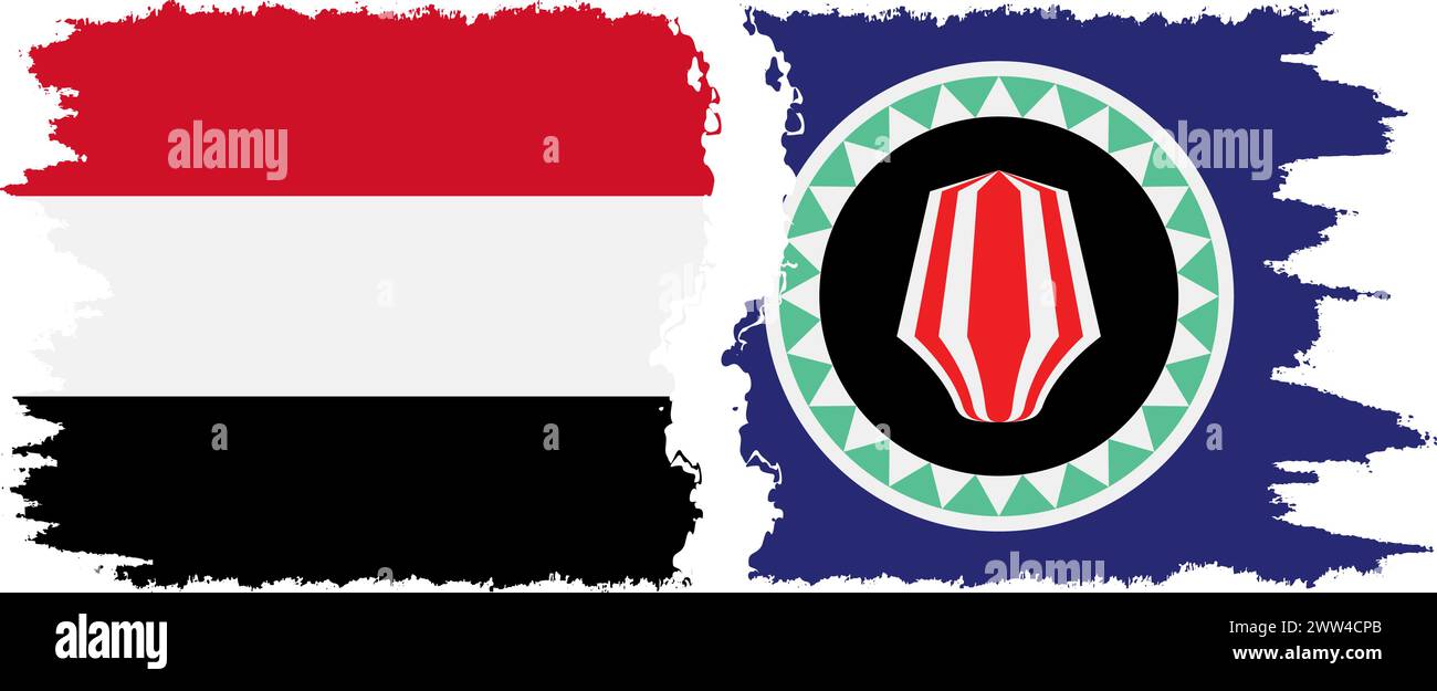 Bougainville et Yémen grunge drapeaux connexion, vecteur Illustration de Vecteur