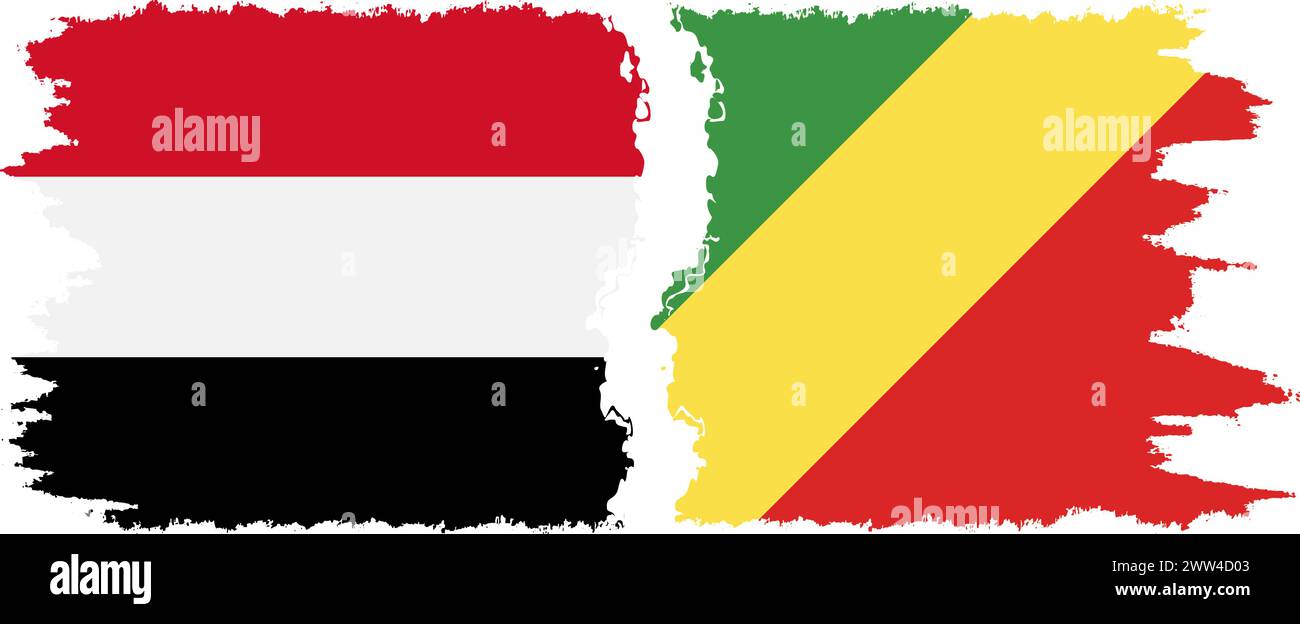 Congo-Brazzaville et Yémen grunge drapeaux connexion, vecteur Illustration de Vecteur