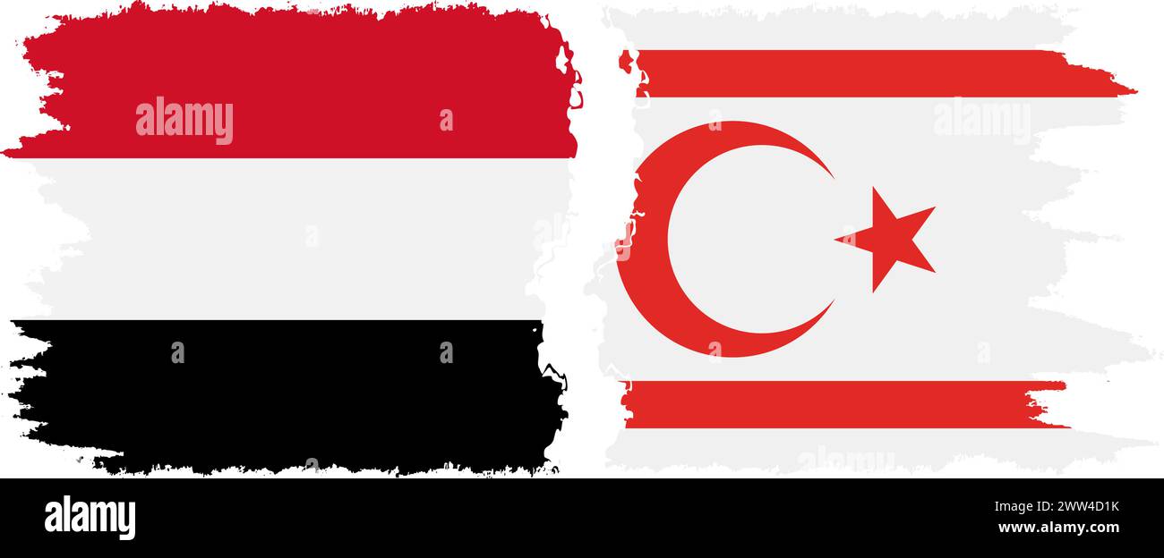 République turque de Chypre du Nord et Yémen grunge drapeaux connexion, vecteur Illustration de Vecteur