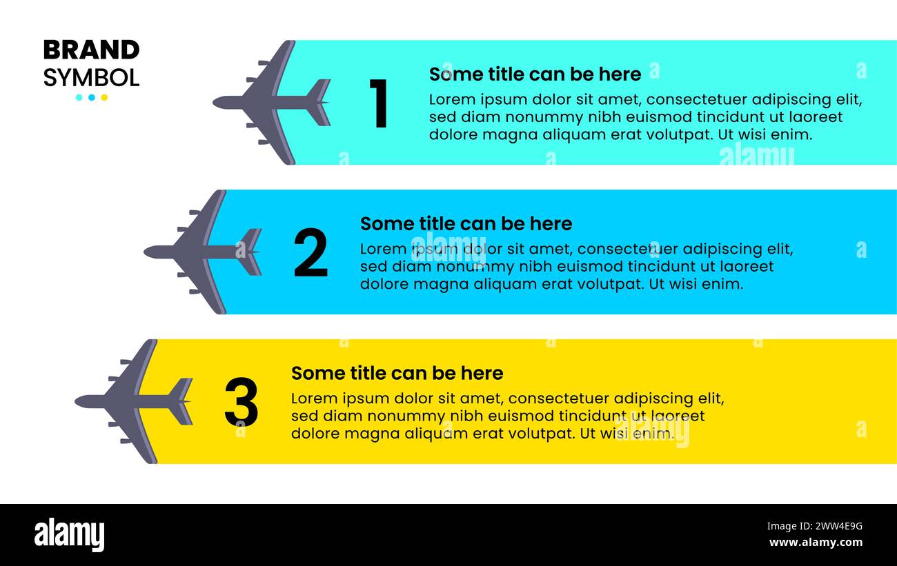 Modèle d'infographie avec 3 options ou étapes. Avion. Peut être utilisé pour la mise en page de flux de travail, diagramme, bannière, webdesign. Illustration vectorielle Illustration de Vecteur