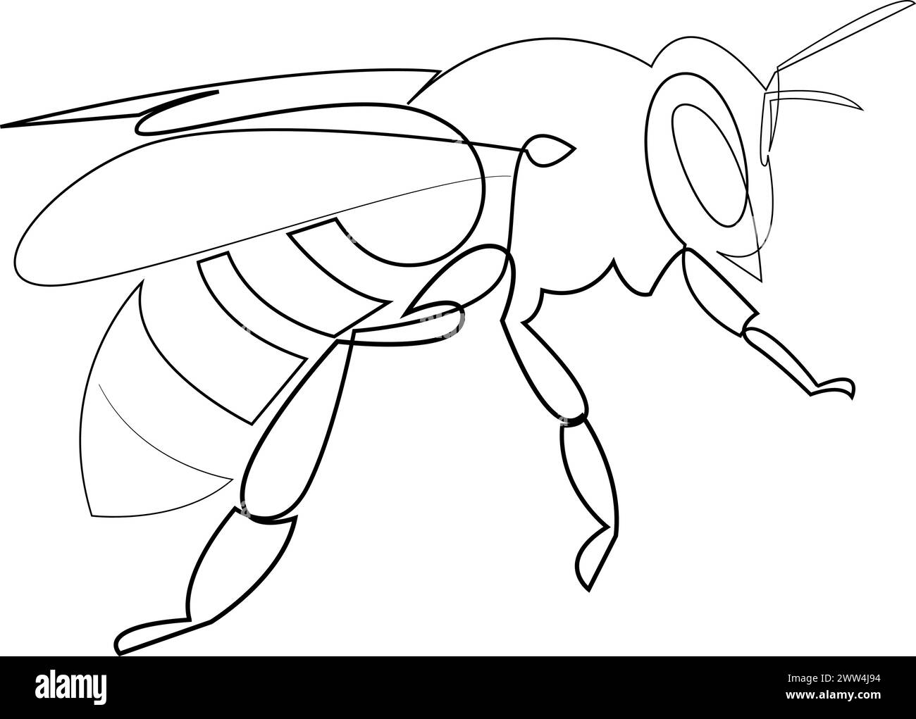 Un dessin au trait continu d'abeille. Logo guêpe à ligne unique. Illustration vectorielle Illustration de Vecteur