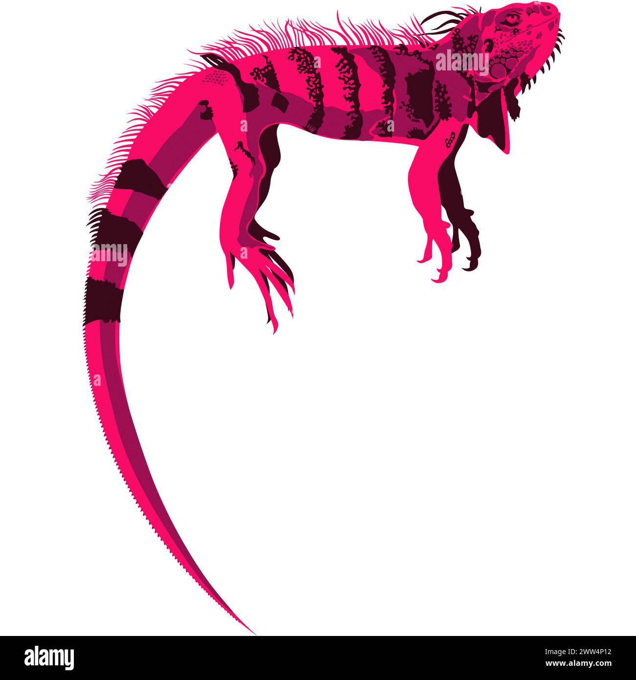 Concept animal créatif - illustration artistique d'un grand iguane reposant sur une branche - Ilustración artística de una gran iguana descansando Banque D'Images