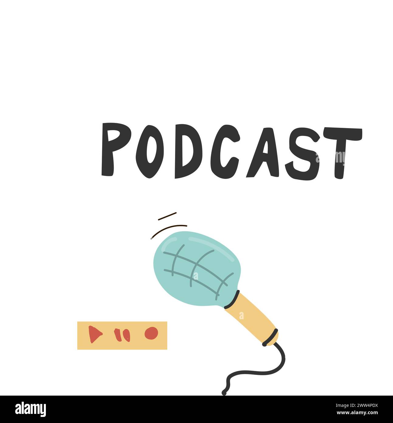 Fond de conception de pochette de podcast dans un style plat. Illustration vectorielle dessinée à la main. Peut être utilisé pour la diffusion, bannière de podcast, modèle de couverture pour social ne Illustration de Vecteur