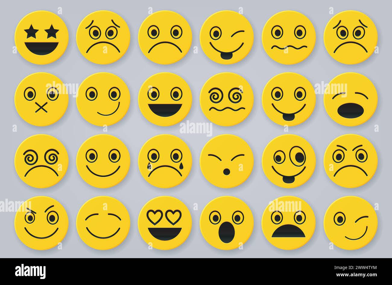 Jeux d'icônes Smiley jaunes, illustration vectorielle Illustration de Vecteur