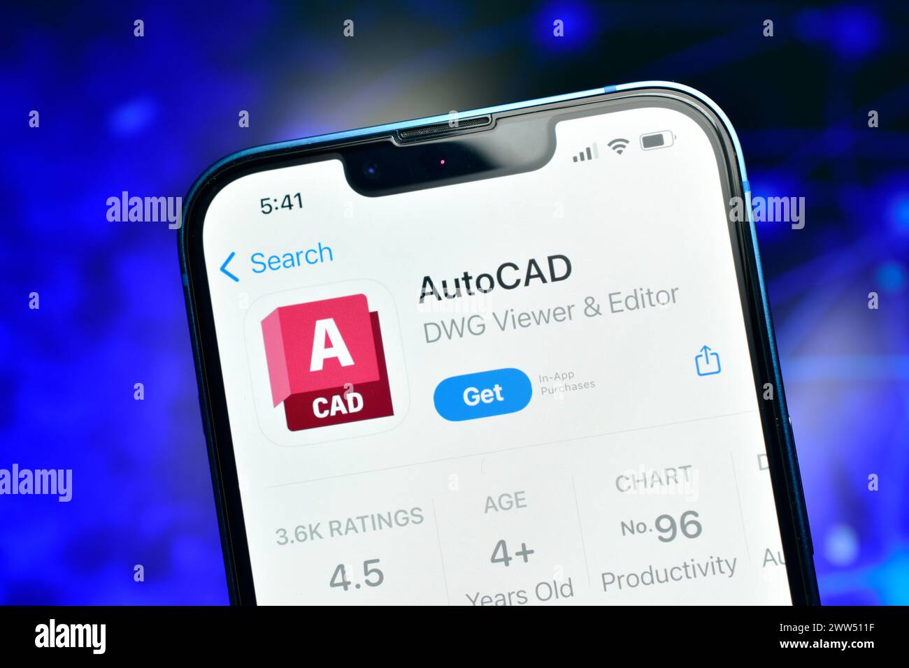 New Delhi, Inde 20 mars 2024:- AutoCAD ap sur smartphone utilisé pour concevoir des modèles 3D et 2D. Banque D'Images