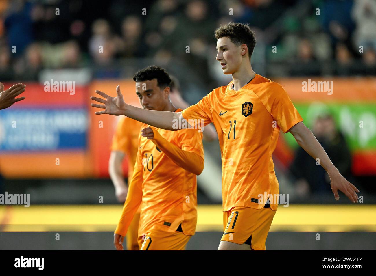 NIJMEGEN - Ruben van Bommel de Hollande U21 célèbre le 1-1 lors du match amical Interland entre les Juniors néerlandais et la jeune Norvège à de Goffert le 21 mars 2024 à Nimègue, aux pays-Bas. ANP GERRIT VAN COLOGNE Banque D'Images