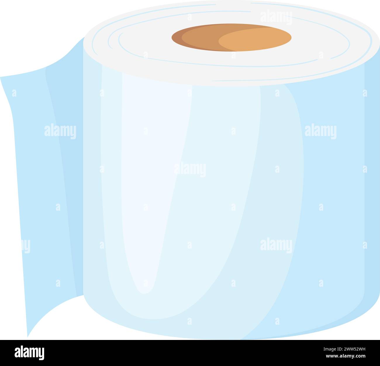 Nettoyez le rouleau d'essuie-tout. Papier toilette de dessin animé isolé sur fond blanc Illustration de Vecteur