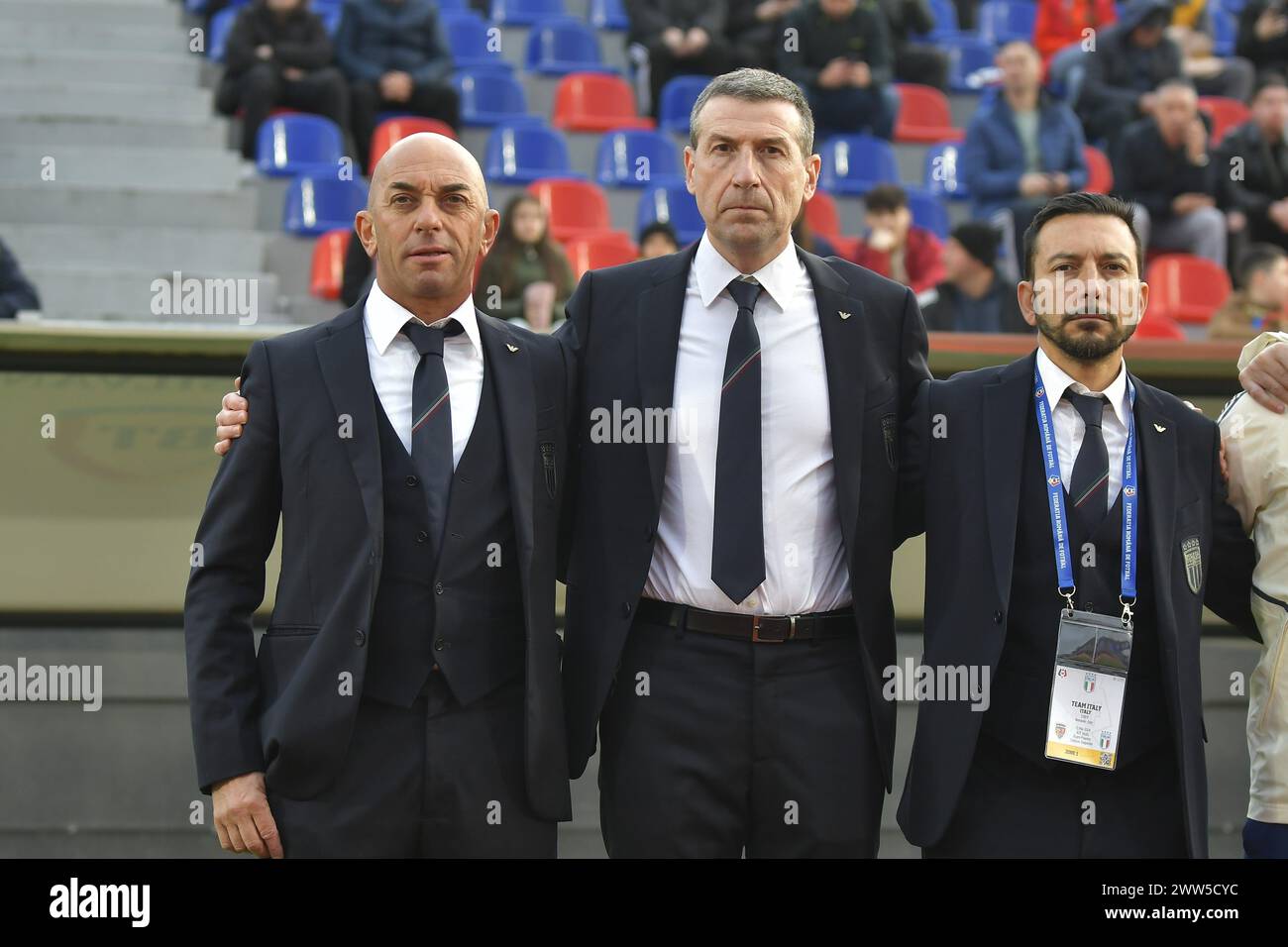 Match de football entre Roumanie U20 vs Italie U20 comptant pour Elite League U20 21.03.2024 ,„Eugen Popescu” Stadium , Târgoviște, Roumanie , Cristi Stavri Banque D'Images