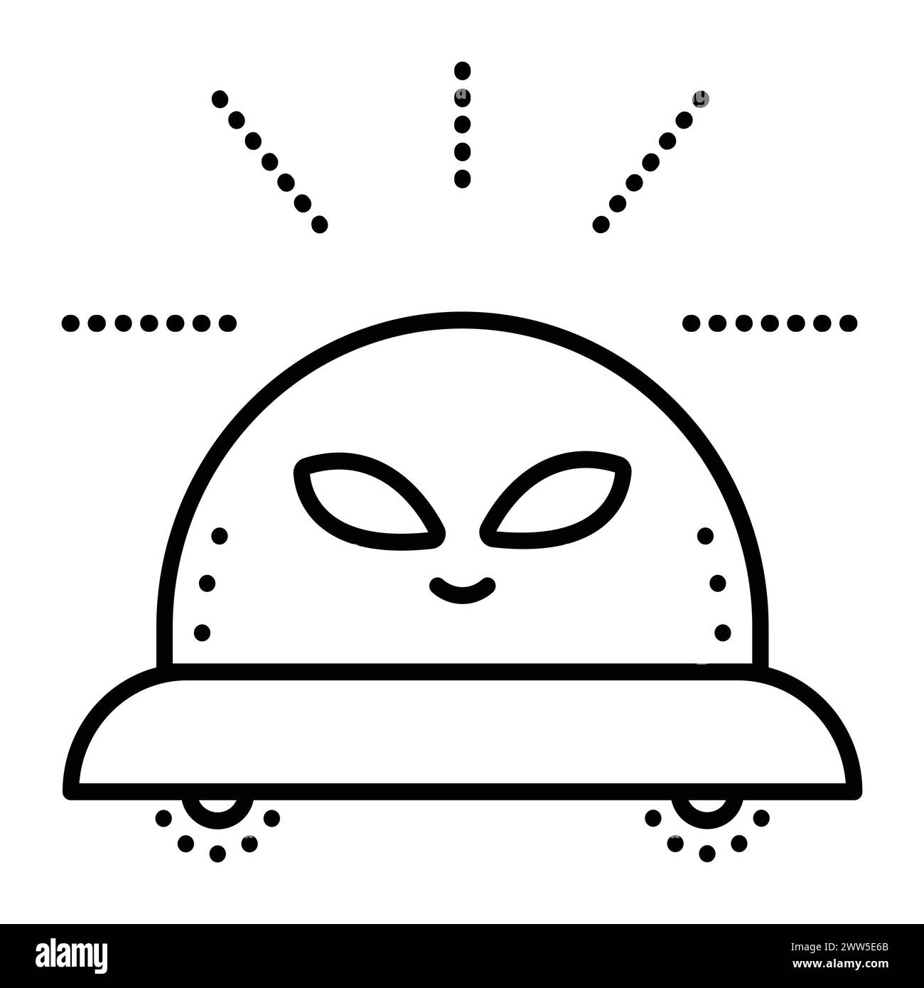 OVNI, objet volant inconnu, avion extraterrestre, icône de vecteur de ligne noire Illustration de Vecteur