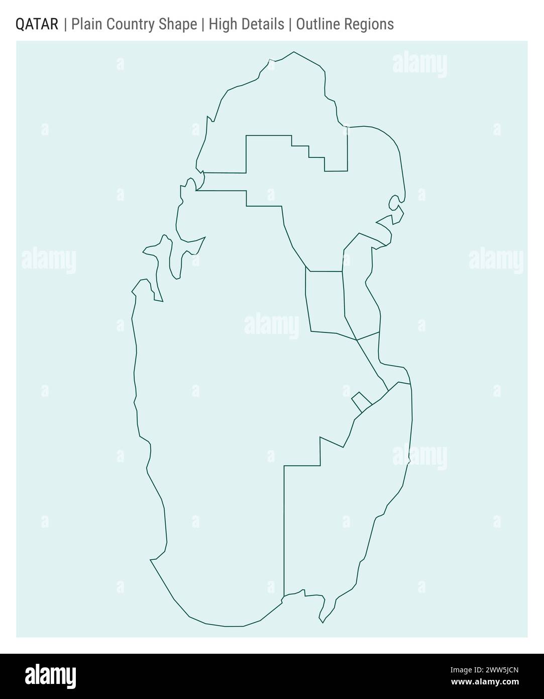 Carte du pays de la plaine du Qatar. Détails élevés. Style des régions de contour. Forme du Qatar. Illustration vectorielle. Illustration de Vecteur