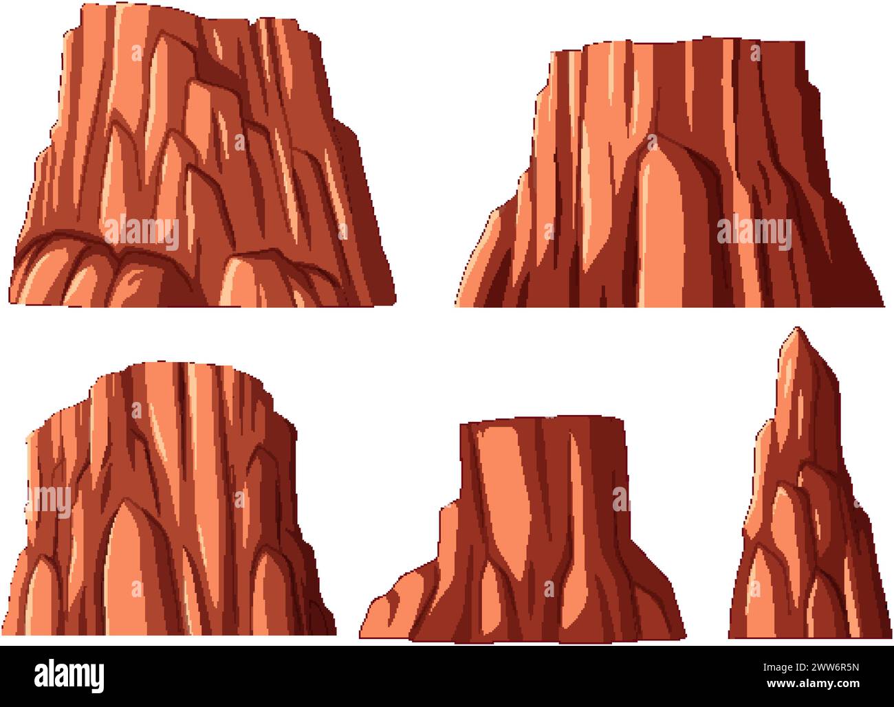 Quatre illustrations vectorielles distinctes de roches de canyon. Illustration de Vecteur