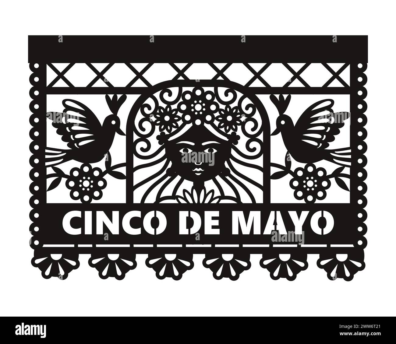 Modèles Papel Picado. Décorations mexicaines en papier Illustration de Vecteur