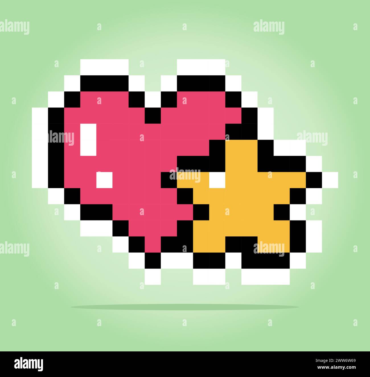 pixel 8 bits d'étoile adorable et d'amour, pour les actifs de jeu et les motifs de point de croix dans les illustrations vectorielles. Illustration de Vecteur
