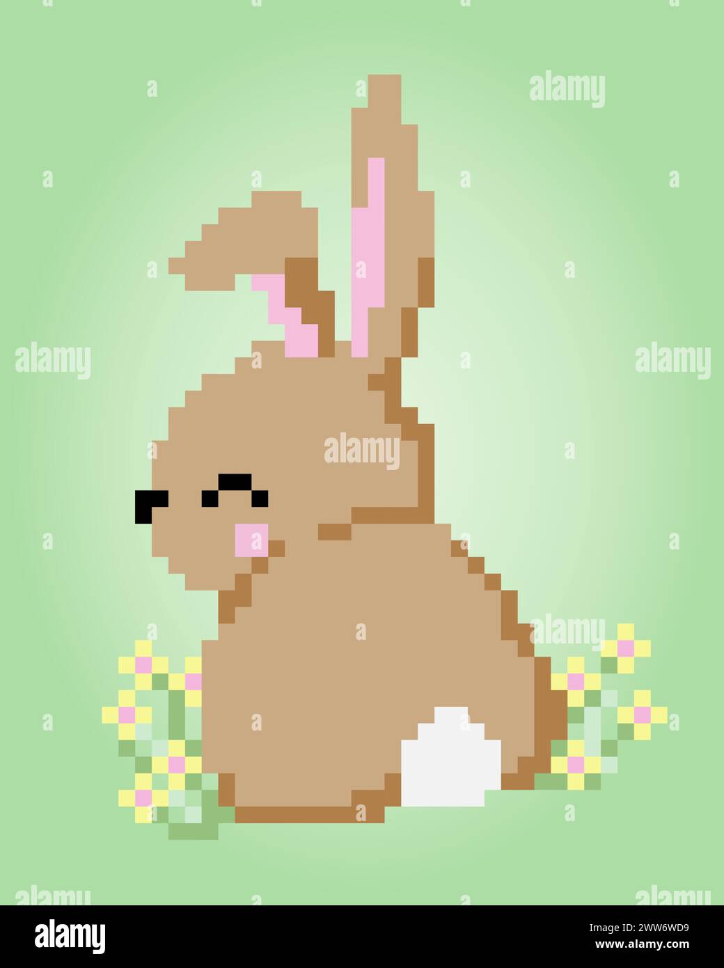 dos lapin 8 bits. Animaux pour les actifs de jeu et les motifs de point de croix dans les illustrations vectorielles. Illustration de Vecteur