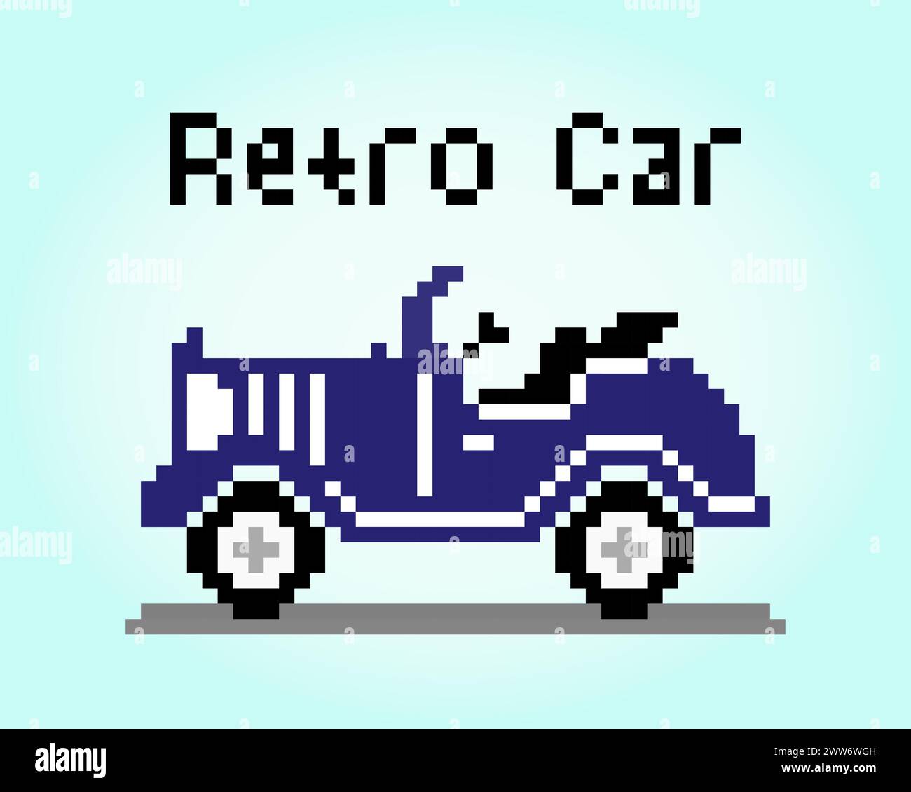 voiture rétro 8 bits pixel. objet de transport de voiture classique pour les actifs de jeu dans l'illustration vectorielle. Illustration de Vecteur