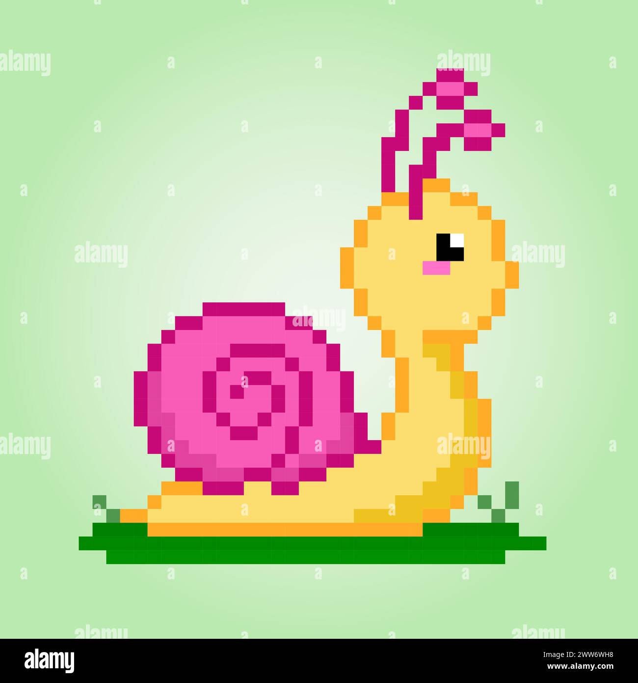 pixel 8 bits d'escargot. Pixel animal pour les actifs de jeu et les motifs de point de croix, dans les illustrations vectorielles Illustration de Vecteur