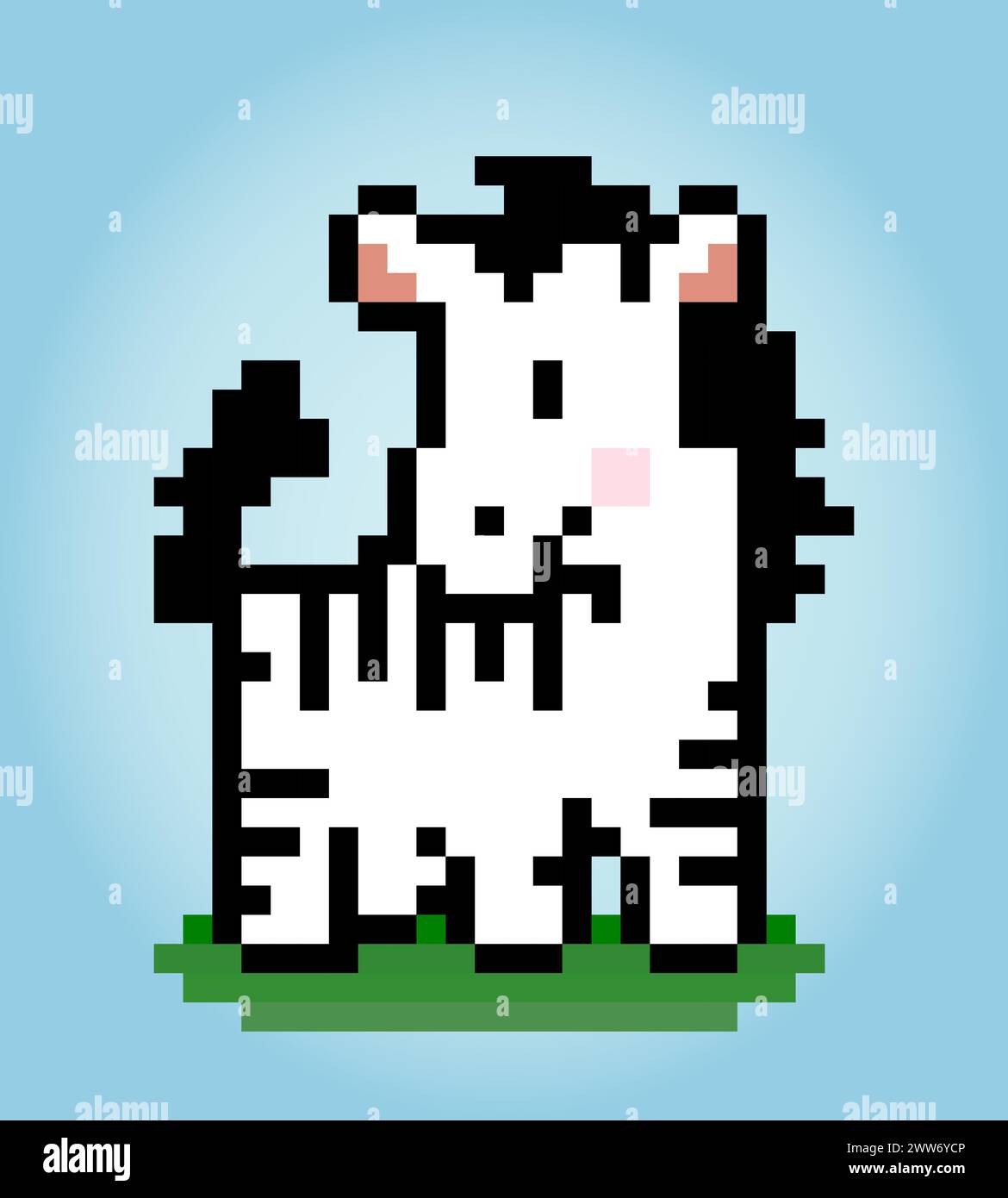 pixel 8 bits de zèbre. Pixels d'animaux dans des illustrations vectorielles pour les actifs de jeu ou le motif de point de croix Illustration de Vecteur