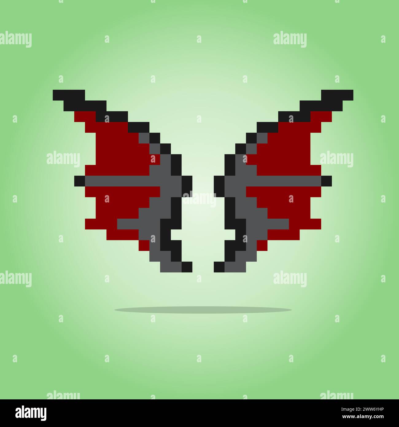 Pixel 8 bits d'ailes de dragon dans les illustrations vectorielles pour les actifs de jeu ou les motifs de point de croix Illustration de Vecteur